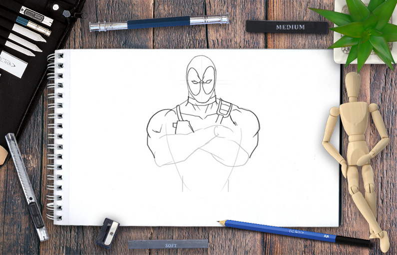 How to draw Deadpool marvel step by step
